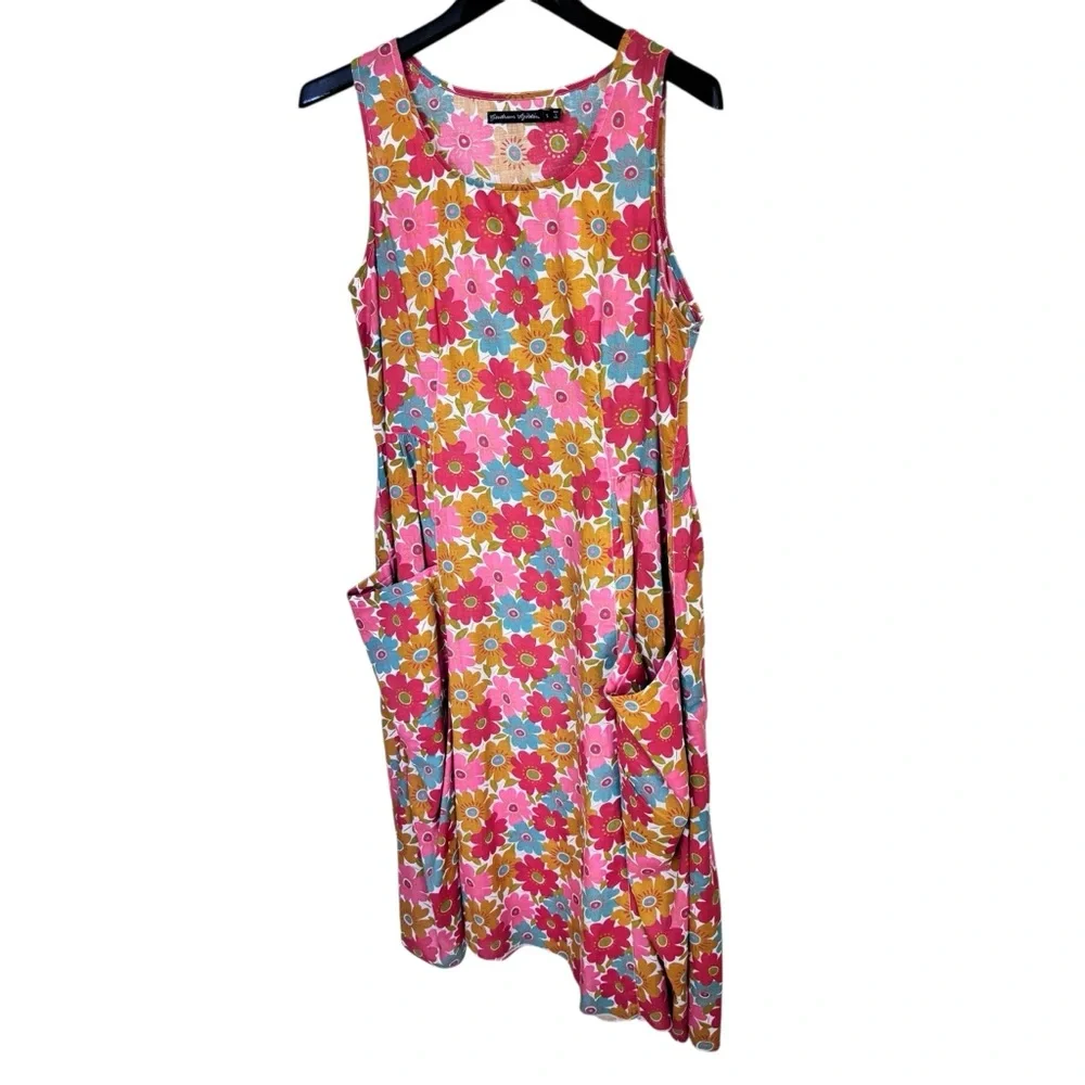 Gudrun Sjoden Floral Dress women’s boho peasant lagenlook Sz S